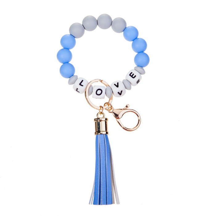 Silicone Bead Keychain W/Tassel