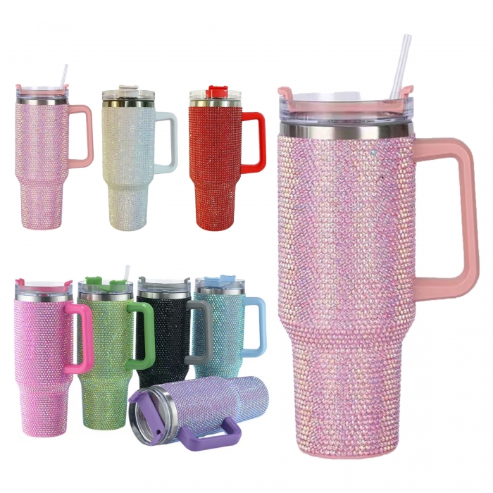 40 oz Rhinestone Tumbler With Handle
