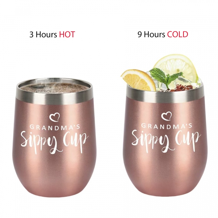 12 Oz Stemless Wine Tumbler W/Lid