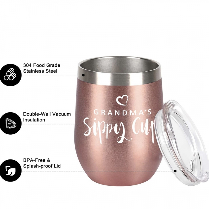 12 Oz Stemless Wine Tumbler W/Lid